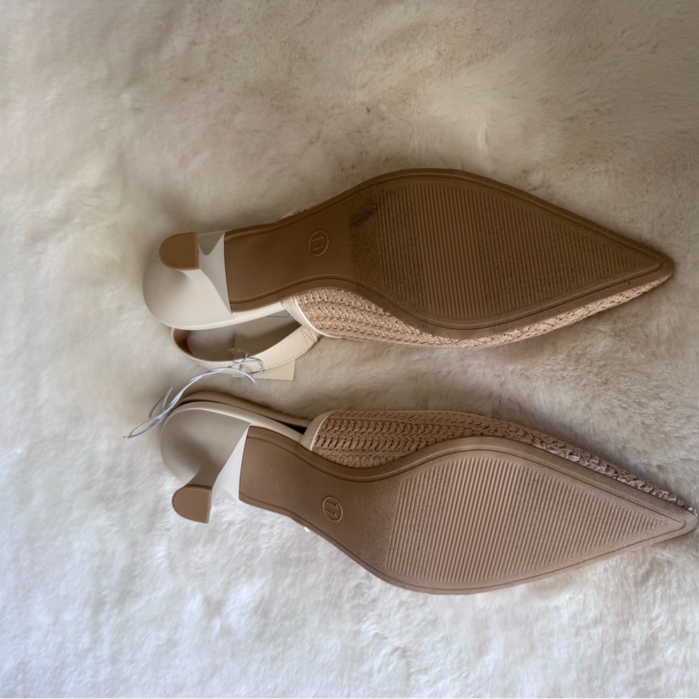 A New Day Women's Woven Cream and Tan kitten heel shoes Size 11 - Picture 5 of 6